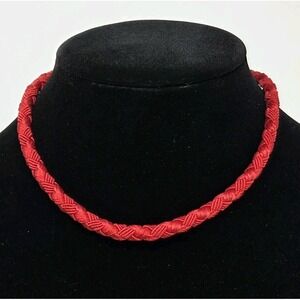 Joseph Esposito ESPO Sterling 925 Silver Red Braided Rope Necklace 15 in 6mm